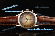 Tag Heuer SLR Chronograph Miyota Quartz Movement Full Steel with Stick Markers and Brown Leather Strap-7750 Coating Case