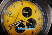 Ferrari Chronograph Quartz Movement PVD Case with Yellow Dial and Black Leather Strap