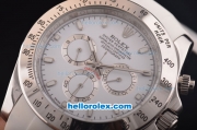 Rolex Daytona Asia 3836 Automatic Steel Case with White Dial and White Rubber Strap - 7750 Coating