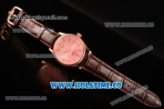 Rolex Cellini Asia 2813 Automatic Rose Gold Case with Pink Dial Brown Leather Strap and Stick Markers (BP)