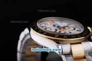 Rolex Datejust for BMW Quartz Movement with Graduated Gold Bezel and White Dial,Gold Number Marking and Small Calendar