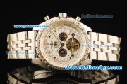 Breitling for Bentley Motors Automatic Tourbillon Skeleton with White Dial and Stainless Steel Strap,Honeycomb Bezel-Bidirectional Slide Rule