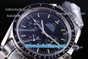 Omega Speedmaster Chronograph Venus 75 Manual Winding Movement Full Steel with Black Dial and White Stick Markers