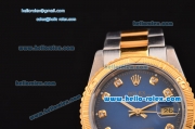 Rolex Datejust Automatic Two Tone with Gold Bezel,Blue Dial and Diamond Marking