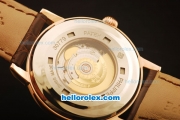 Patek Philippe Calatrava Swiss ETA 2824 Automatic Rose Gold Case with White Dial and Brown Leather Strap