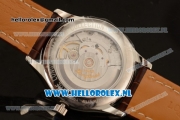 Longines Master 2824 Auto Steel Case with White Dial and Brown Leather Strap