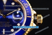 Rolex Submariner Clone Rolex 3135 Automatic Yellow Gold Case/Bracelet with Blue Dial and Dot Markers Blue Bezel (BP)