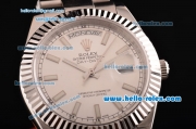 Rolex Day-Date II Rolex 3135 Automatic Steel Case/Strap with White Dial White Stick Markers