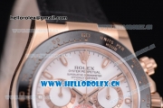 Rolex Daytona Clone Rolex 4130 Automatic Rose Gold Case with White Dial Black Leather Strap and Stick Markers (EF)