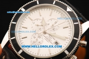 Breitling Superocean Automatic Movement White Dial with Black Bezel and Stick Marker-Black Leather Strap