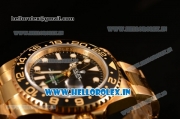 Rolex GMT-Master II Swiss ETA 2836 Automatic Yellow Gold Case With Ceramic Bezel Black Dial 116718 BK