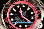 Rolex Sea-Dweller Deepsea Asia 2813 Automatic Steel Case/Strap with Black Dial and Hot Pink Diver Index