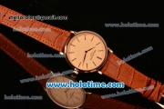 Patek Philippe Calatrava Miyota OS2035 Quartz Rose Gold Case with Champagne Dial and Stick Markers