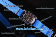 Rolex Submariner Asia 2813 Automatic PVD Case with Carbon Fiber Dial and Dark Blue Nylon Strap