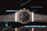 Hublot Classic Fusion Chronograph Quartz Steel Case with Black Carbon Fiber Dial and Black Leather Strap