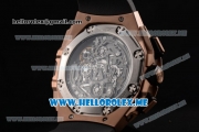 Audemars Piguet Concept Miyota Quartz Rose Gold Case with Skeleton Dial and Grey Rubber Strap Stick/Arabic Numeral Markers (EF)