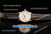 Longines Master 2824 Auto Steel Case with White Dial and Black Leather Strap