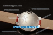 Cartier Ballon Bleu De Citizen Automatic Steel Case with Red Dial Roman Numberal Markers and Red Genuine Leather Strap