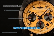 Breitling Chronomat B01 44 Blacksteel Chronograph Swiss Valjoux 7750 Automatic PVD Case with Yellow Dial Rubber Strap and Stick Markers