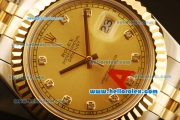 Rolex Datejust II Swiss ETA 2836 Automatic Full Steel with Yellow Gold Bezel and Yellow Gold Dial-Diamond Markers