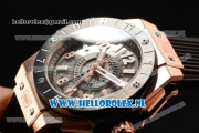 Hublot Big Bang Unico GMT Asia Auto Rose Gold Case with Skeleton Dial and Black Rubber Strap