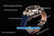 Audemars Piguet Royal Oak Chronograph 41mm Swiss Valjoux 7750 Automatic Steel Case with Blue Leather Strap Stick Markers and Blue Dial (EF)