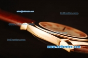 Rolex Cellini Swiss Quartz Rose Gold Case with White MOP Dial and Brown Leather Strap-Roman Markers