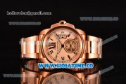 Cartier Calibre De Swiss ETA 2824 Automatic Rose Gold Case with Black Roman Numeral Markers and Rose Gold Dial