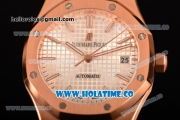 Audemars Piguet Royal Oak Clone AP Calibre 3120 Automatic Full Rose Gold with White Dial and Stick Markers (EF)
