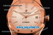 Audemars Piguet Royal Oak Clone AP Calibre 3120 Automatic Full Rose Gold with White Dial and Stick Markers (EF)