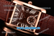 Cartier Tank MC Swiss ETA 2824 Automatic Rose Gold Case with Brown Dial and White Roman Numeral Markers