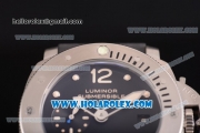 Panerai Luminor Submersible Asia Automatic Steel Case with Black Dial Rubber Strap and Dot Markers