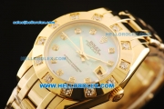 Rolex Datejust Automatic Movement Full Gold with Blue MOP Dial and Diamond Markers/Bezel-ETA Coating Case