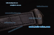 Tag Heuer Monaco Calibre 12 Chronograph Miyota Quartz Movement PVD Case with Black Dial and Black Leather Strap