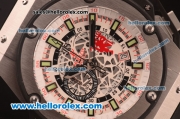 Hublot Big Bang Red Devil Chronograph Quartz Steel Case with White Skeleton Dial and Black Rubber Strap-7750 Coating