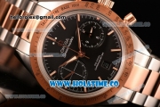 Omega Speedmaster '57 Co-Axial Chronograph Clone Omega 9301 Automatic Two Tone Case/Bracelet with Rose Gold Stick Markers and Black Dial (EF)