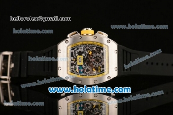 Richard Mille Felipe Massa Flyback Chrono Swiss Valjoux 7750 Automatic Steel Case with White Markers Black Rubber Bracelet and Numeral Markers