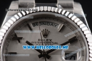 Rolex Day-Date Clone Rolex 3255 Automatic Stainless Steel Case/Bracelet with White Dial and Roman Numeral Markers