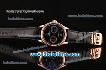 IWC Portuguese Automatic Movement Rose Gold Case with Black Dial and Black Leather Strap