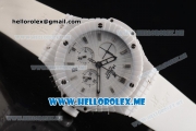 Hublot Big Bang Caviar Chronograph Miyota OS20 Quartz Ceramic Case with White Dial and White Rubber Strap Stick Markers