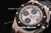 Audemars Piguet Royal Oak Offshore Chronograph Swiss Vljoux 7750-DD Automatic Steel Case with PVD Bezel White Dial and Stick Markers