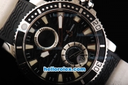 Ulysse Nardin Maxi Marine Automatic Movement Steel Case with Black Bezel-Black Dial and Black Rubber Strap