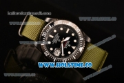 Rolex Submariner Asia Automatic PVD Case with White Dot Markers and Army Green Nylon Strap