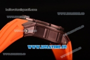 Richard Mille RM028 Swiss Valjoux 7750 Automatic Brown PVD Case with Skeleton Dial and Orange Rubber Strap - Red