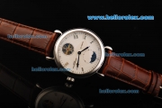 Vacheron Constantin Tourbillon Automatic Movement Steel Case with White Dial and Brown Leather Strap