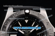 Breitling Avenger II GMT Swiss ETA 2824 Automatic Steel Case with Black Dial Black Rubber Strap and Stick Markers