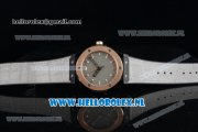 Hublot Classic Fusion Miyota 9015 Automatic Rose Gold Case with Grey Dial Stick Markers and Light Grey Genuine Leather Strap