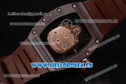 Richard Mille RM052 Miyota 9015 Automatic PVD/Rose Gold Case with Skull Dial and Dot Markers Brown Rubber Strap