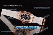 Richard Mille RM 007 Miyota 9015 Automatic Rose Gold/Diamonds Case with Skeleton Dial Arabic Numeral Markers and White Rubber Strap (K)