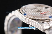 Rolex Day Date Swiss ETA 2836 Automatic Movement Full Steel with Full Diamond and Blue Diamond Markers